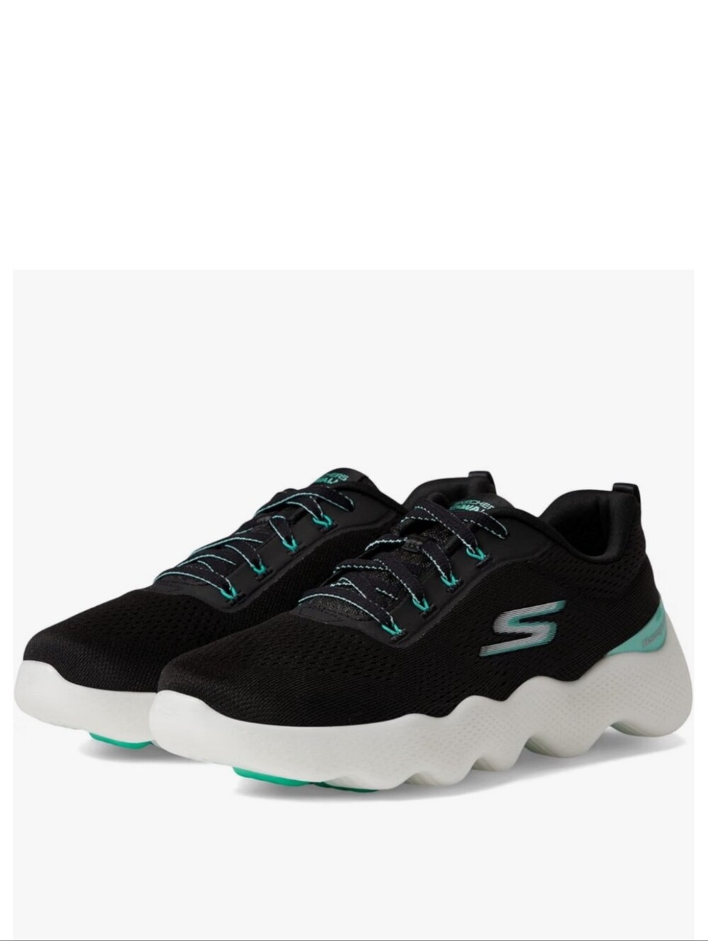 Skechers GOwalk Massage Fit Women's Lace-up Walking Sneakers Black/Turquoise 7